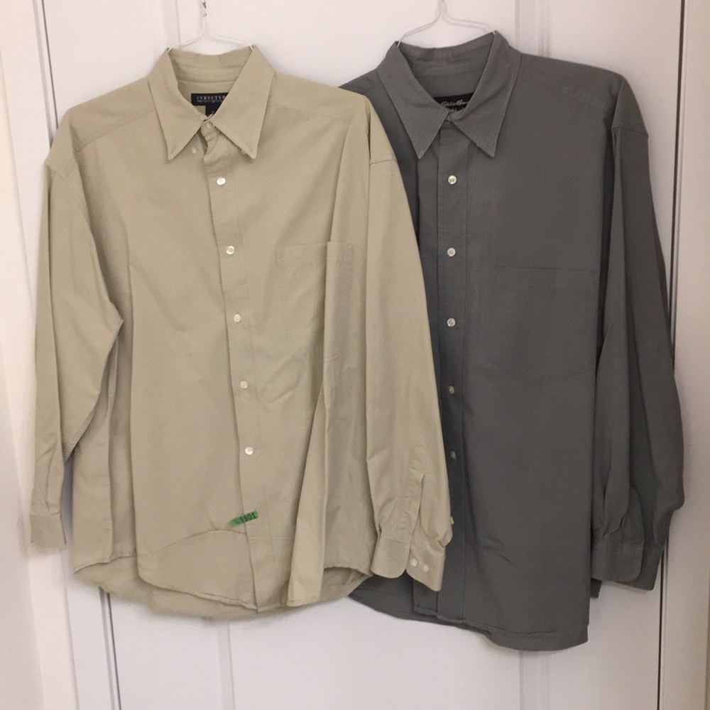 TWO MEN’S SOLID DRESS SHIRTS-Size M-BUNDLED